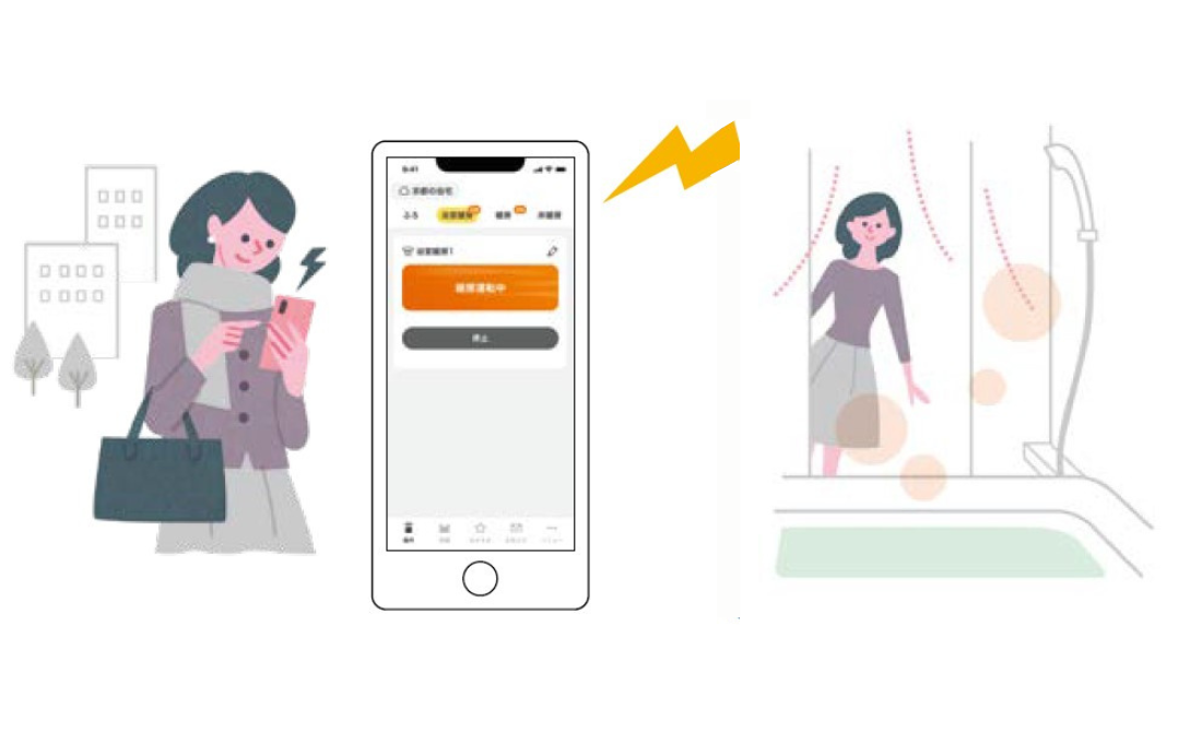 浴室を暖めるから、冬場の衣類も浴室で乾燥できる