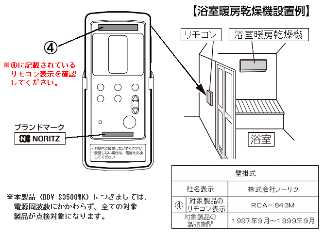 ノーリツ浴室暖房乾燥機のリモコン 通販